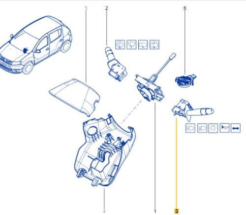 Commutateur Des Clignotants 2554000Q1F Original Dacia Logan Duster