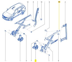 Mécanisme de vitre arrière gauche Renault Koleos 2 827214CA0A