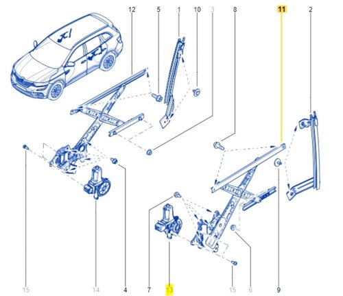 Mécanisme de vitre arrière gauche Renault Koleos 2 827214CA0A