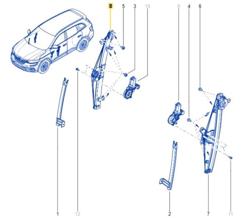 Mécanisme de lève-vitre avant droit Renault Koleos 2 808629493R