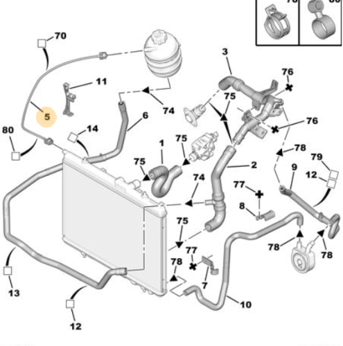 Durite de Refroidissement 1307YP Peugeot Citroen Fiat C2 2003-2009, 206, 207 Neuf Origine