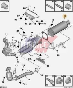 Filtre à particules 2.7HDI 174032 Ord. OE PSA Peugeot 407