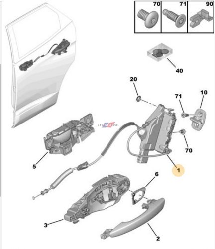 Serrure De Porte 9823729080 Arrière Droit Neuf OE Citroen Peugeot 3008