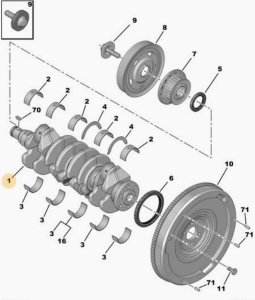 Arbre Vilebrequin 9800993080 1.6 e-HDI 8v 9H05 9H06  Citroen Peugeot Volvo Ford