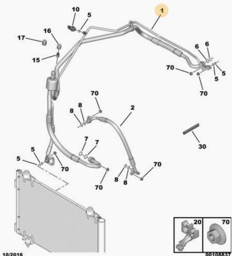 Tuyau A/C 2.0 HDI 6477D8 Neuf OE PSA C4 Picasso 06-