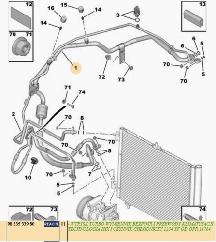 Tuyau De Climatisation 9823533980 Nouvelle OE Citroen Peugeot 208