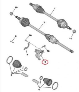 Support D'Axe 9801017180 Citroen Peugeot Original