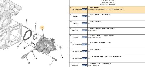 Boitier Thermostat D'eau moteur 1.4  1.6 VTI Peugeot 308 V754184680 9810916880 Oryginał 